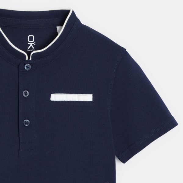 قميص بولو أزرق داكن بأكمام قصيرة للأولاد